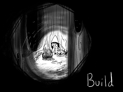 Inktober Day 5 - Build build children dark digital digitalart fire horror illustration inktober inktober2019 inktoberday5 night series woods