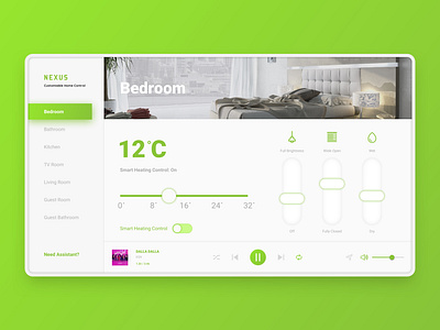 Nexus Smart Home Control UI daily ui dailyui design home monitoring home monitoring dashboard room control smart home smart home app smart home control smarthome temperature temperature control ui