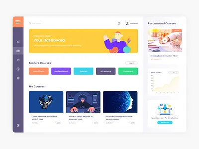 Online Learning Platform author calendar cart challenge class clean courses dailyui dashboard education freelancer online classes teacher ui web design xd