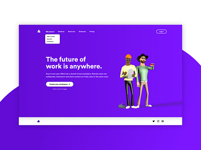 ANYVR – Website Exploration 3d c4d design landingpage purple typography vr website