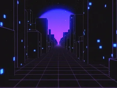 Retro Cityscape 3d 3d art 80s style after effects cinema 4d cityscape design neon colors retro design