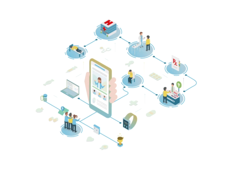 Digital Health Care Journey animation healthcare illustrator journey