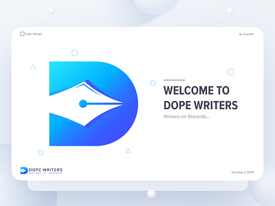 D logo mark for Dope Writers app icon branding color logo design dope gradient icon illustrator logo mark mushfik poster posters steroids typography vector writers