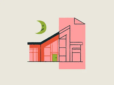 05 INKTOBER - BUILD house houses inktober2019 midcentury modern moons