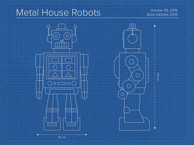 Vectober Day 5 - Build adobe adobe illustrator blueprint design illustration illustrator inktober inktober2019 retro robot series vector