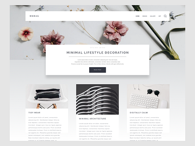 Minimal Themed Blog app art black blog design digital flat flower magazine minimal minimalism theme ui ux web white