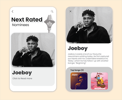 Headies UI (Joeboy) app design ui ux web