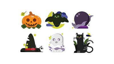 Spooky icons for Halloween! 🎃 adobe illustrator cat halloween icon icons illustration jack o lantern pumpkin vector