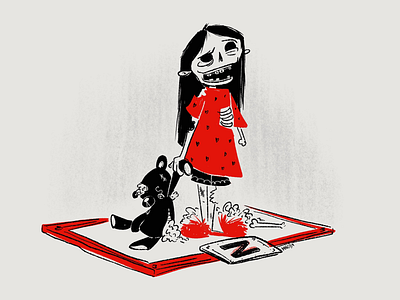 Z is for ZOMBIE abcofhorrors character design digital art girl illustration mid century retro vintage zombie