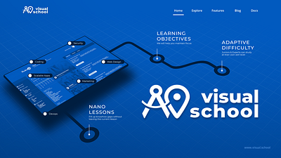 Visual School Homepage 2 app branding coding design flat icon typography ux web website