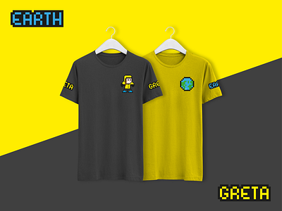 Greta & the Earth 8bit design icon illustration pixel pixelart tshirt vector