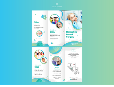 Hampshire Dental Trifold Brochure brochure design dental care dental clinic dental logo print design print ready trifold brochure