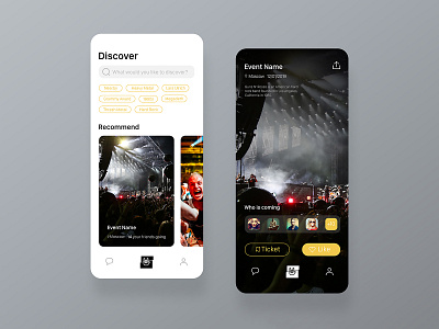 Metallica Event App sidebar design app design flat ui ux