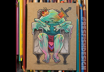 Consortium of Impending Peril : King Flug character design colored pencil illustration