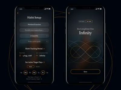 Habits - Mobile App Design app black datepicker design goal habits ios mobile outline set stylish tracker ui ux