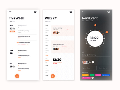 Calendar App calendar ui clock diagram flow invites logo time ui ux web wireframes