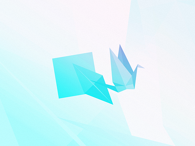 Origami Crane blue graphic design illustration origami paper