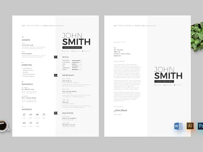 Resume ai clean resume creative curriculum vitae cv design minimal ms word psd resume resume cv skills