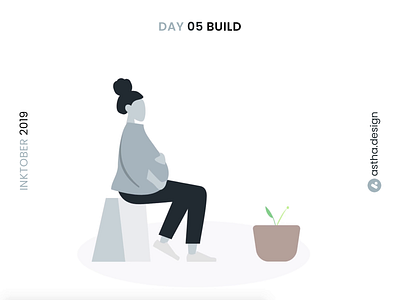 Inktober Day 05 Build adobe xd animation art blackandwhite build day5 design garden illustration inktober inktober2019 landscape life love mothers mothersday people plants typography vector