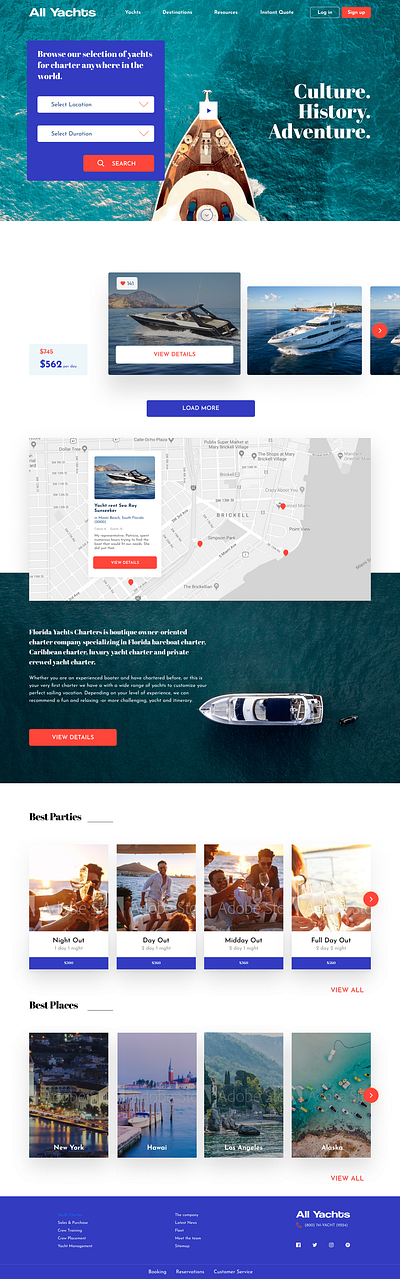 Yacht Marketing Landing Page ui ux