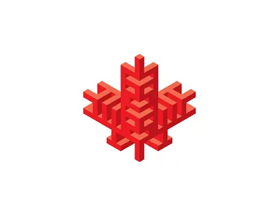 Canadiana Logo 3d design geometric isometric leaf logo logomark maple maple leaf mark owl red stylized symmetrical totem vector