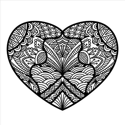 HEART ORNAMENT BLACK WHITE branding design icon illustration logo vector