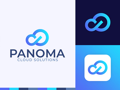 Panoma Logo Design bigdata blockchain branding cloud cloud logo consulting crypto cryptocurrency finance fintech hosting logo design marketing monogram network shield software tech technology