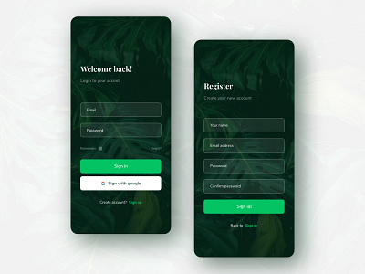 Login - Signup screen app design concept v3 agency android app cook cooking design food free ios landing page login onepage portfolio premium restaurant signup templates ui kit ui kits web design