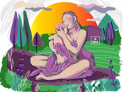 motherhood art baby babygirls child children childrens illustration color design illustration morherrs baby mother motherhood mothersday