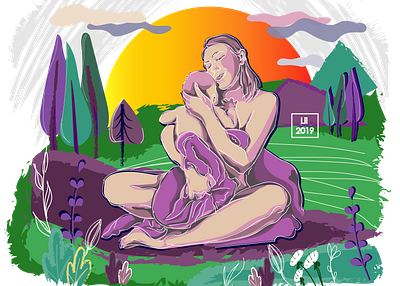 motherhood art baby babygirls child children childrens illustration color design illustration morherrs baby mother motherhood mothersday