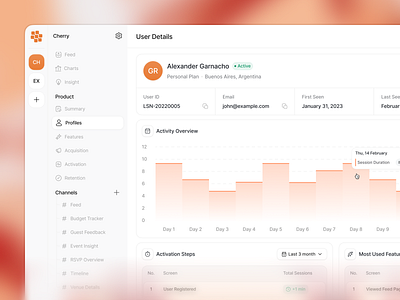 Lostbag - Tracking Management [User Details] b2b chart detail details features filters management minimalism overview product product design profile saas tracking ui user ux