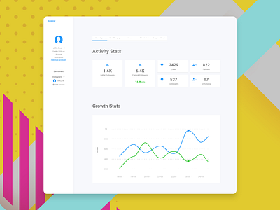 Instagram Growth Dashboard admin dashboard admin panel adobe xd dashboard dashboard design dashboard ui instagram ui user experience ux