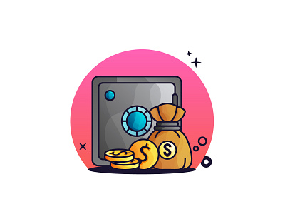 Money Bank bank coin design flat design gradient icon illustration money