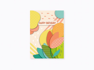 Postcard design birthday botanical flowers flyer green happy illustration illustrator minimalism pattern pink postcard poster print printdesign vector