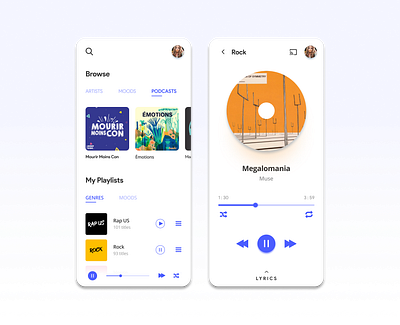 Streaming Music App UI app appdesign application dailyui design design challenge minimal app design mobile app mobile app design mobile ui music music app orange purple streaming streaming app ui design violet