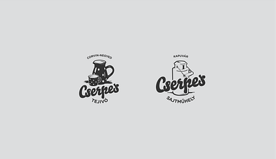 Cserpes Logo Concept bar brand branding calligraphy cheese coffee cserpes dairy identity illustration jug lettering logo logo mark logotype manufacture milk milk bar mug tejivó