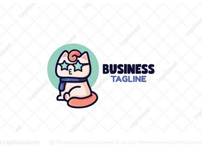 Star Cat logo for sale branding cat catoon celebrity kitten kitty logo logos mascot pet pets shop star stars