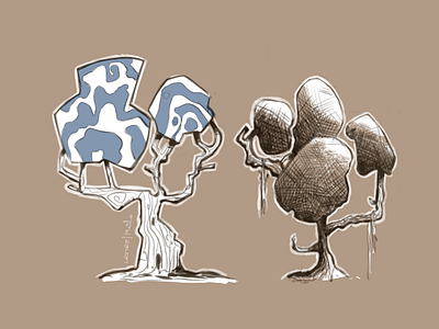 Tree sketches cartoon illustration procreate tree