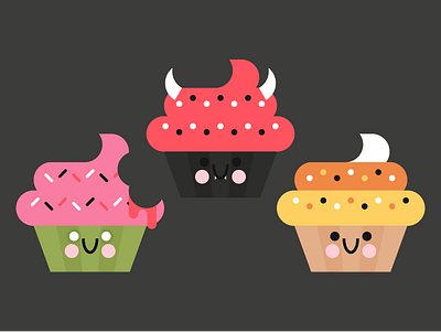 Spooky Cupcakes candy corn cupcake cute delicious devil flat halloween sprinkles vectober vector zombie