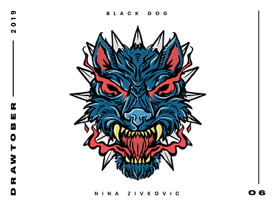 Drawtober: 06 of 31 – Black Dog black dog crushtober daily sketch demon dog dog drawlloween drawtober dungeon degenerates hellhound illustration inktober monster drawing club procreate sketch