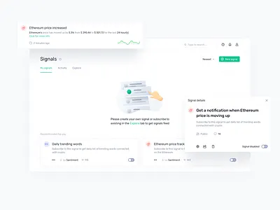 Signals for crypto app business cryptocurrency design interface product saas ui ux web