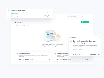 Signals for crypto app business cryptocurrency design interface product saas ui ux web