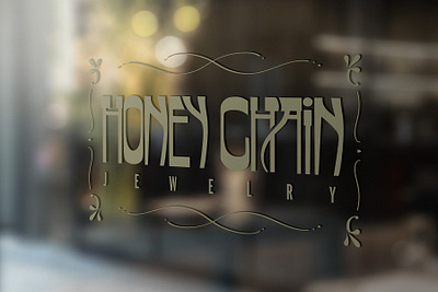 Honey Chain Jewelry window signage art nouveau beauty branding delicate design jewelry jewelry logo jewelry shop jewelry store logo typography vector