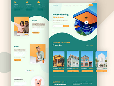 LISTINGLOOP - Real Estate Landing Page clean creative design flat gradients green homepage house interface landing page layout minimal property real estate typography ui ui design ux web website