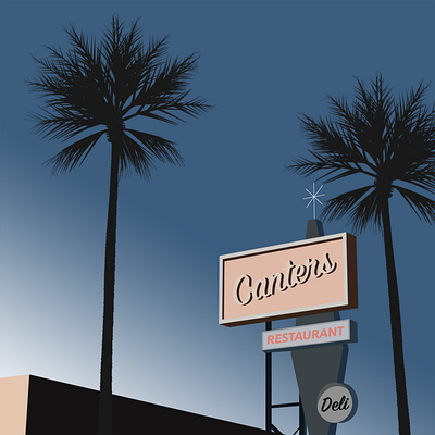 Los Angeles diner flat design illustrator instagram landscape los angeles palm trees photoshop sky vector art vector illustration