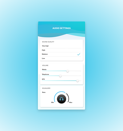 Settings application audio settings dailyui equalizer mobile ui music settings sketch sound quality ui volume