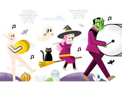 Halloween marching band adobeillustrator art artwork colored design dribbble flat design illustration texture vector