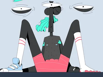 Overtime sadness. 👨🏾‍💻 abstract character contemporary digital illustration doodle illustration inktober lineart weird