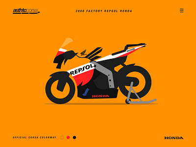 Asthtc Corsa© 2006 Factory Repsol Honda 2006 bike biker concept corsa design flat flat design honda illustration minimal minimalistic motobike motogp motorbike motorcycle racing vector