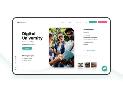 Digital University admission adobe xd chatbot college cycle graphic design hero illustrator landing page learn photoshop program scholarship school student university ux ui waves webdesign website